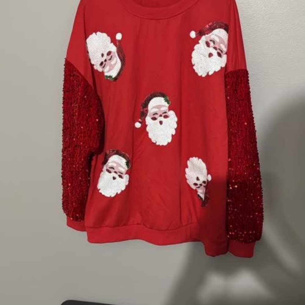 Festive Red Santa Sweater with Sequins